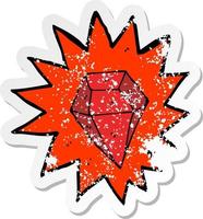 retro distressed sticker of a cartoon huge ruby vector