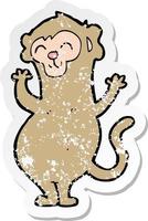 retro distressed sticker of a cartoon monkey vector