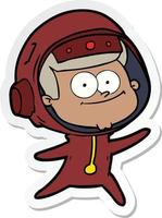 sticker of a happy astronaut cartoon vector