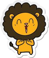 sticker of a laughing lion cartoon vector