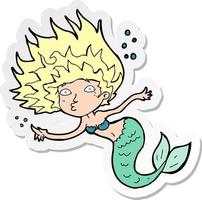 sticker of a cartoon mermaid vector