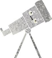 retro illustration style cartoon telescope vector
