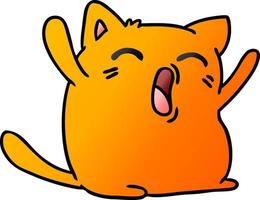 gradient cartoon of cute kawaii cat vector