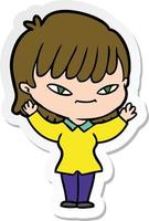 sticker of a cartoon woman vector