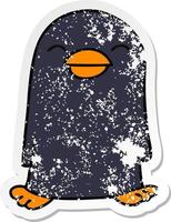 distressed sticker of a quirky hand drawn cartoon penguin vector