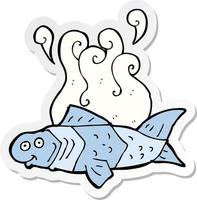 sticker of a cartoon funny fish vector