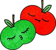 manzanas de dibujos animados de textura grunge retro vector