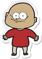 sticker of a cartoon bald man staring vector