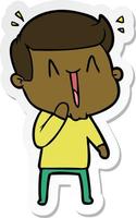 sticker of a cartoon excited man vector