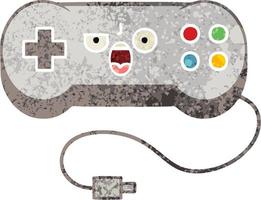 retro illustration style cartoon game controller vector