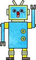 robot de dibujos animados de textura grunge retro vector