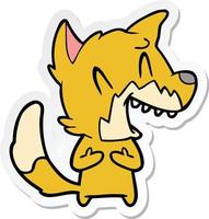 sticker of a laughing fox cartoon vector