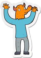 sticker of a cartoon happy fox man vector