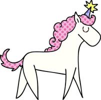 quirky comic book style cartoon unicorn vector