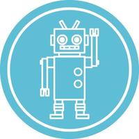 dancing robot circular icon vector