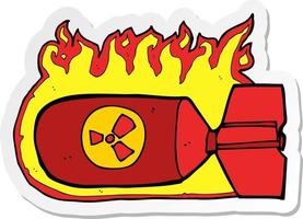 sticker of a cartoon nuclear bomb vector