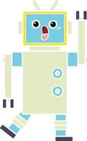 flat color retro cartoon robot vector