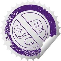 distressed circular peeling sticker symbol no gaming allowed sign vector