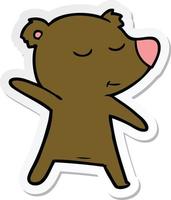 sticker of a happy cartoon bear vector