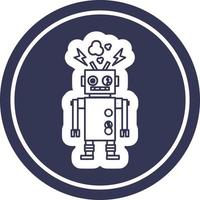 malfunctioning robot circular icon vector