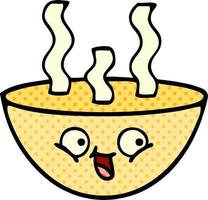 comic book style cartoon bowl of hot soup vector