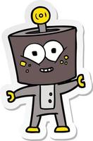 sticker of a happy cartoon robot vector