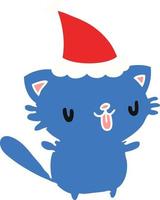 christmas cartoon of kawaii cat vector