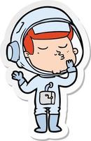 sticker of a cartoon confident astronaut vector