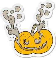 sticker of a cartoon halloween pumpkin vector