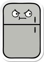 sticker of a cute cartoon fridge freezer vector