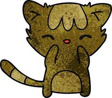 textured cartoon of cute kawaii cat vector