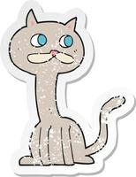 retro distressed sticker of a cartoon cat vector