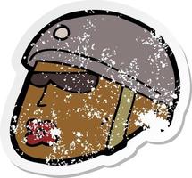 retro distressed sticker of a cartoon policeman head vector