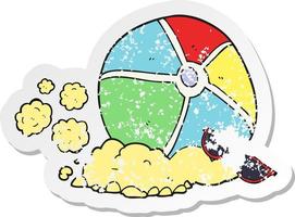 retro distressed sticker of a cartoon beach ball vector