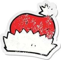 retro distressed sticker of a cartoon christmas hat vector