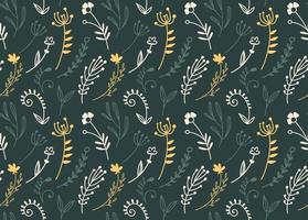 Floral seamless pattern on the dark background. vector