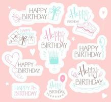 Happy Birthday stickers set. vector