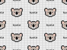 personaje de dibujos animados de koala de patrones sin fisuras sobre fondo gris. estilo de píxel vector