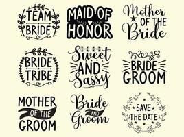 Wedding t-shirt design bundle vector