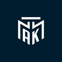 AK monogram initial logo with abstract geometric style design vector