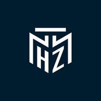 HZ monogram initial logo with abstract geometric style design vector