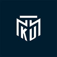 KU monogram initial logo with abstract geometric style design vector