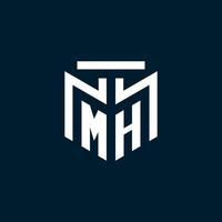 MH monogram initial logo with abstract geometric style design vector