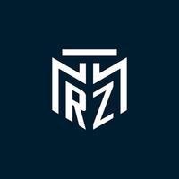 RZ monogram initial logo with abstract geometric style design vector