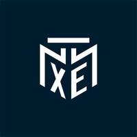 XE monogram initial logo with abstract geometric style design vector