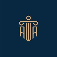 aa inicial para el logotipo del bufete de abogados, logotipo de abogado con pilar vector