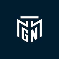 GN monogram initial logo with abstract geometric style design vector