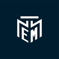 EM monogram initial logo with abstract geometric style design vector