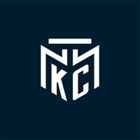 logotipo inicial del monograma kc con diseño de estilo geométrico abstracto vector