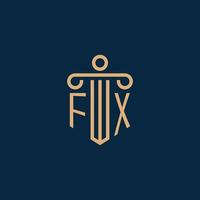 inicial fx para el logotipo del bufete de abogados, logotipo de abogado con pilar vector